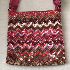 Accessorize red sequin and bead bag purse